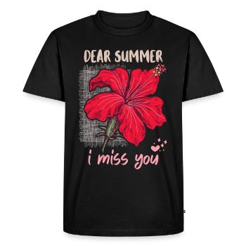 Summer Summer, drôle de dicton avec fleur d’hibiscus - T-shirt Premium bio Homme - noir - Devant - Nico (187cm)