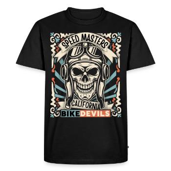 Crâne riant, crâne, crâne de motard - T-shirt Premium bio Homme - noir - Devant - Nico (187cm)