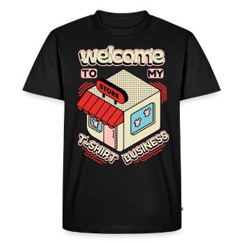 T-shirt business, boutique, slogan - T-shirt Premium bio Homme - noir - Devant - Nico (187cm)