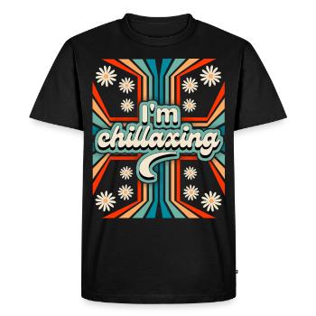 70s Flower Power Slogan Chillaxing - Men's Premium Organic T-Shirt - black - Front - Nico (187cm)