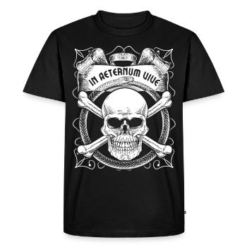 Crâne de motard avec serpent, dicton latin - T-shirt Premium bio Homme - noir - Devant - Nico (187cm)