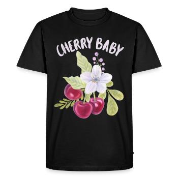 Cherry, Cherry-Fruit funny saying Cherry-Baby - Men's Premium Organic T-Shirt - black - Front - Nico (187cm)