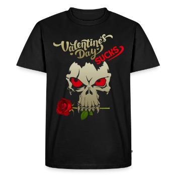 Valentine's Day, ironic saying, Skull, Skull - Men's Premium Organic T-Shirt - black - Front - Nico (187cm)