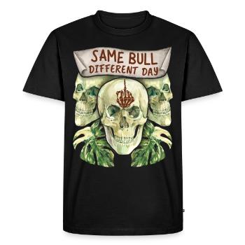 Crâne, crâne, drôle de dicton, majeur - T-shirt Premium bio Homme - noir - Devant - Nico (187cm)