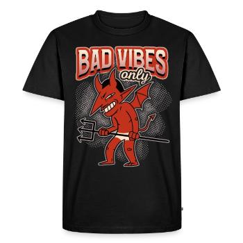 Drôle de dicton avec diable-diable, Devil Satan - T-shirt Premium bio Homme - noir - Devant - Nico (187cm)