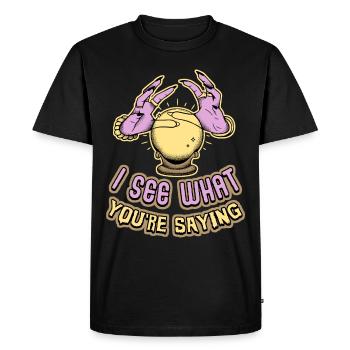 Diseuse de bonne aventure, clairvoyance, occultisme, main disant - T-shirt Premium bio Homme - noir - Devant - Nico (187cm)