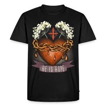 Jesus Christ, Sacred Heart, Crown of Thorns, Proverb - Men's Premium Organic T-Shirt - black - Front - Nico (187cm)
