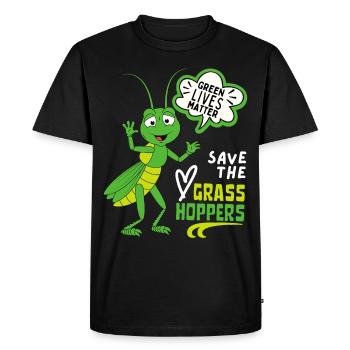 Sauterelle comique, drôle de criquet - T-shirt Premium bio Homme - noir - Devant - Nico (187cm)