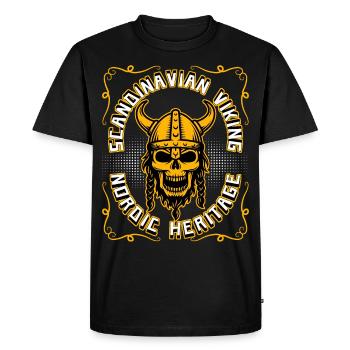 Viking Warriors Scandinavia Viking Skull - Men's Premium Organic T-Shirt - black - Front - Nico (187cm)