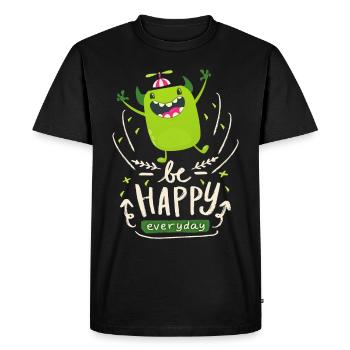 Citation de motivation drôle-monstre Citation Be-Happy - T-shirt Premium bio Homme - noir - Devant - Nico (187cm)