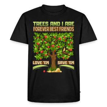 Illustration de pommier, conservation de la nature, dire - T-shirt Premium bio Homme - noir - Devant - Nico (187cm)