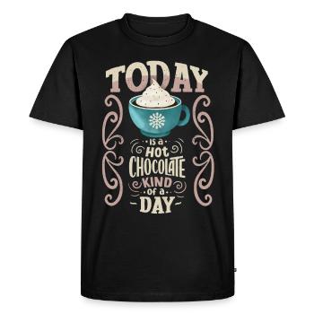 Hot chocolate, funny saying, typography - Men's Premium Organic T-Shirt - black - Front - Nico (187cm)