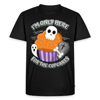 Cupcake d’Halloween avec crâne et cercueil - T-shirt Premium bio Homme - noir - Devant - Nico (187cm)