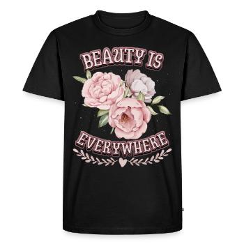 Roses vintage, pivoine, fleur de pivoine, dicton - T-shirt Premium bio Homme - noir - Devant - Nico (187cm)