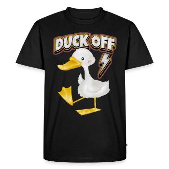 Canard comique, drôle en disant Duck-Off, jeu de mots - T-shirt Premium bio Homme - noir - Devant - Nico (187cm)