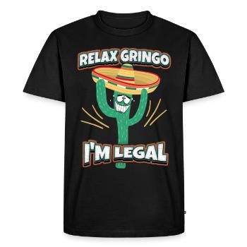 Funny Cactus Mexico, Comic Sombrero, Saying - Men's Premium Organic T-Shirt - black - Front - Nico (187cm)