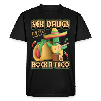 Sexe-Drogues-Et-Rock-N-Tacos, drôle de dicton de tacos - T-shirt Premium bio Homme - noir - Devant - Nico (187cm)