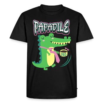 Papa father, crocodile crocodile saying Father's Day - Men's Premium Organic T-Shirt - black - Front - Nico (187cm)