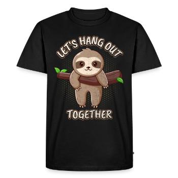 Sloth, Sloth, funny saying, Let's Hang-Out - Men's Premium Organic T-Shirt - black - Front - Nico (187cm)