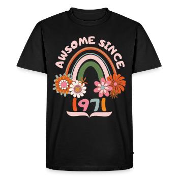 Anniversaire de style rétro, né en 1971 dicton vintage - T-shirt Premium bio Homme - noir - Devant - Nico (187cm)
