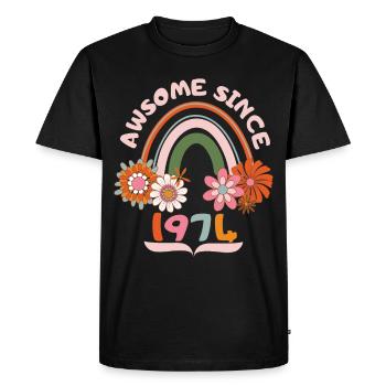 Retro style birthday, born 1974 vintage saying - Men's Premium Organic T-Shirt - black - Front - Nico (187cm)