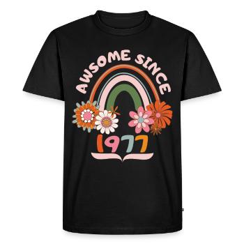 Retro style birthday, born 1977 vintage saying - Men's Premium Organic T-Shirt - black - Front - Nico (187cm)