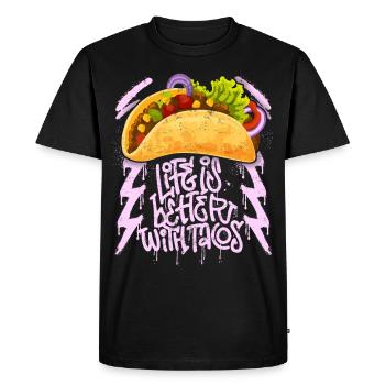 Tacos saying life-is-better-with-tacos grunge style - Men's Premium Organic T-Shirt - black - Front - Nico (187cm)