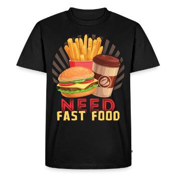 Restauration rapide, Burgers, Hamburgers, Frites - T-shirt Premium bio Homme - noir - Devant - Nico (187cm)