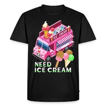 Ice-Cream Seller, ice cream food truck ice cream vendor - Men's Premium Organic T-Shirt - black - Front - Nico (187cm)