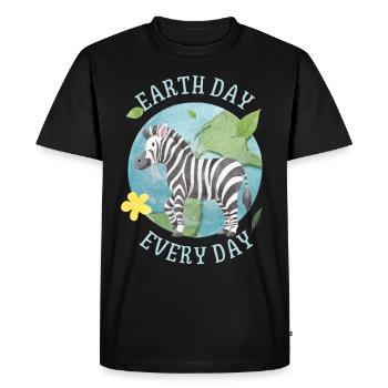 Earth Day Every Day, saying with Zebra Environmental protection - Men's Premium Organic T-Shirt - black - Front - Nico (187cm)