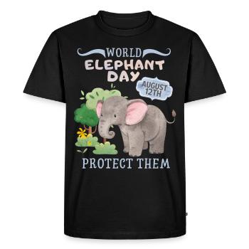 Save the Elephants, Day of the Elephant, Elephant - Men's Premium Organic T-Shirt - black - Front - Nico (187cm)