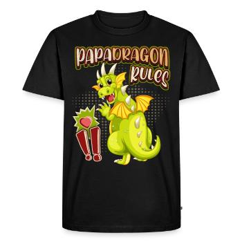 Papa Dragon, Papadragon, drôle de dicton de fête des pères - T-shirt Premium bio Homme - noir - Devant - Nico (187cm)