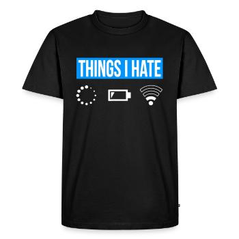 Ce que je déteste - Je déteste - Réseau de chargement de batterie WLAN - T-shirt Premium bio Homme - noir - Devant - Nico (187cm)