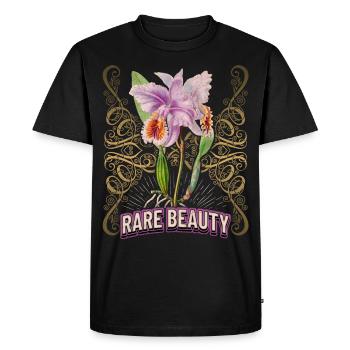 Vintage orchid botanical illustration saying - Men's Premium Organic T-Shirt - black - Front - Nico (187cm)