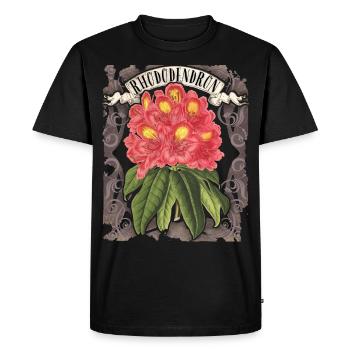 Rhododendron vintage botanical illustration - Men's Premium Organic T-Shirt - black - Front - Nico (187cm)