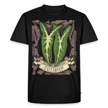 Calladium Lemaireanum vintage botanical leaves - Men's Premium Organic T-Shirt - black - Front - Nico (187cm)