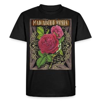Roses vintage, motif de rose, rose victorienne - T-shirt Premium bio Homme - noir - Devant - Nico (187cm)