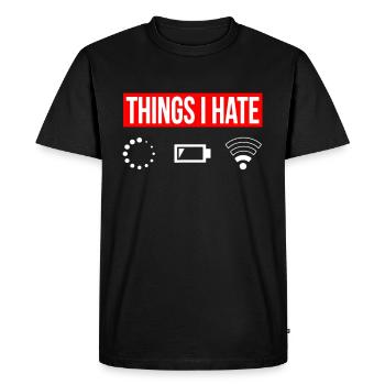Les choses que je déteste - Réseau de chargement de batterie WLAN - T-shirt Premium bio Homme - noir - Devant - Nico (187cm)