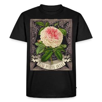 Motif Rose Vintage, Fleur Rose Marie Avitat - T-shirt Premium bio Homme - noir - Devant - Nico (187cm)