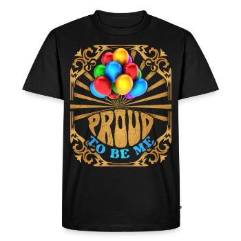 Rainbow Balloon, slogan LGBTQ de la fierté d’être moi - T-shirt Premium bio Homme - noir - Devant - Nico (187cm)
