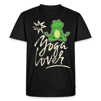 Drôle de grenouille de yoga, disant amateur de yoga - T-shirt Premium bio Homme - noir - Devant - Nico (187cm)