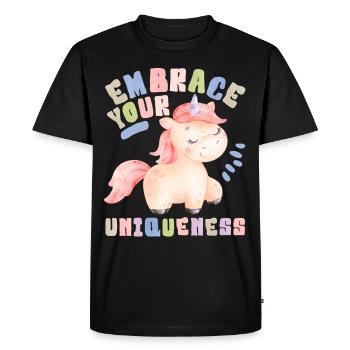 Licorne Kawaii, dicton, aquarelle licorne licorne - T-shirt Premium bio Homme - noir - Devant - Nico (187cm)