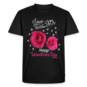 Valentine's Day, Love-Love Rose Pattern Rose Design - Men's Premium Organic T-Shirt - black - Front - Nico (187cm)