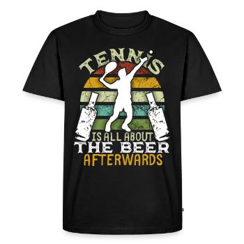 Tennis, beer with vintage sunset funny saying - Men's Premium Organic T-Shirt - black - Front - Nico (187cm)