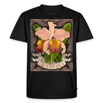 Vintage orchid botanical illustration saying - Men's Premium Organic T-Shirt - black - Front - Nico (187cm)