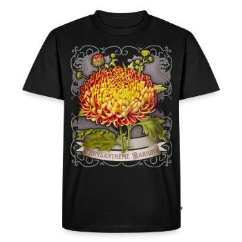 Illustration botanique de chrysanthème vintage - T-shirt Premium bio Homme - noir - Devant - Nico (187cm)