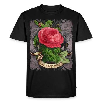 Illustration botanique vintage rose antique - T-shirt Premium bio Homme - noir - Devant - Nico (187cm)