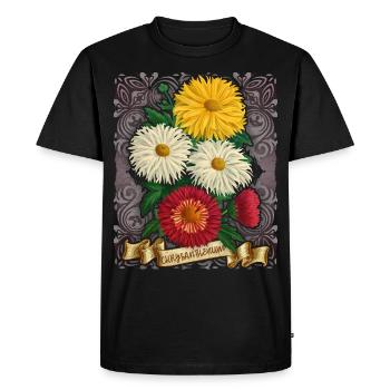 Illustration botanique de fleur de chrysanthème vintage - T-shirt Premium bio Homme - noir - Devant - Nico (187cm)