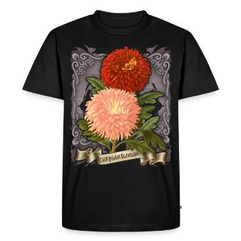 Illustration botanique de fleur de chrysanthème vintage - T-shirt Premium bio Homme - noir - Devant - Nico (187cm)