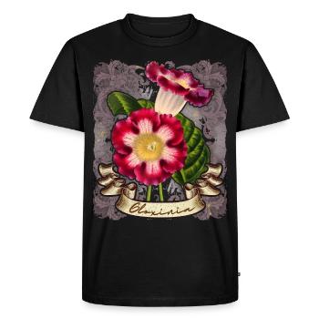 Illustration botanique de fleur de gloxinie vintage - T-shirt Premium bio Homme - noir - Devant - Nico (187cm)